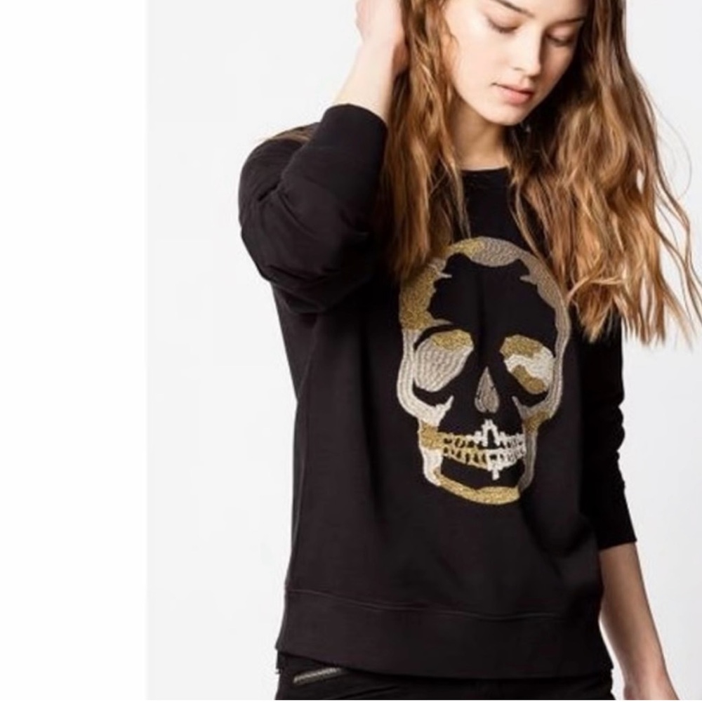 Zadig & Voltaire Black Sweatshirt with Gold Skull